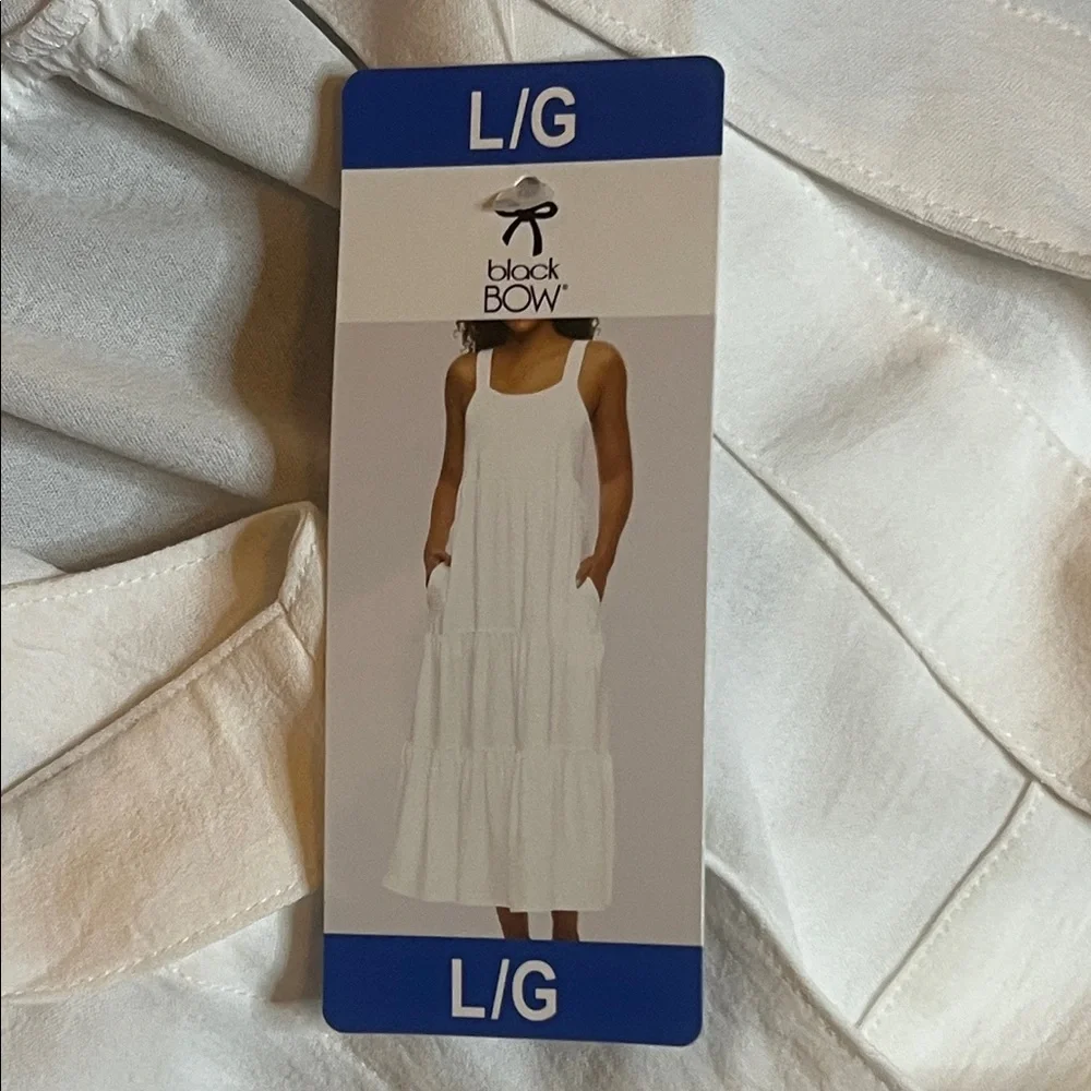 NWT Elegant White Maxi Dress sz L Pockets Adjustable Straps - Picture 2 of 14